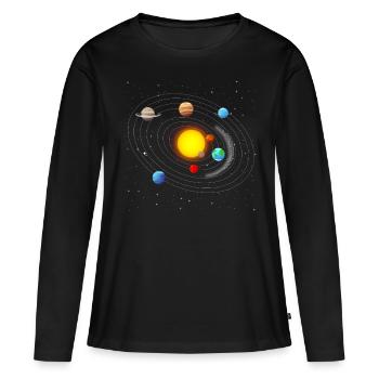Système solaire - T-shirt manches longues Premium bio Femme - noir - Devant - Julia (174cm)