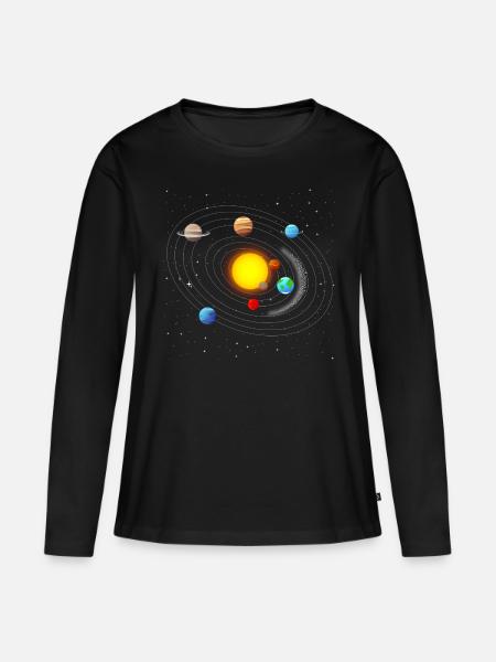 Sonnensystem - Frauen Premium Bio Langarmshirt - Schwarz