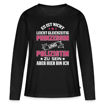 femme policier - T-shirt manches longues Premium bio Femme - noir - Devant - Julia (174cm)