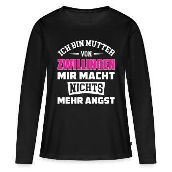 Zwillinge Mutter Spruch - Frauen Premium Bio Langarmshirt - Schwarz - Vorne - Julia (174cm)