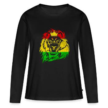 Lion de Juda - Reggae Music Rastafari Jamaica Dub - T-shirt manches longues Premium bio Femme - noir - Devant - Julia (174cm)