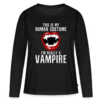 Vampire halloween - T-shirt manches longues Premium bio Femme - noir - Devant - Julia (174cm)