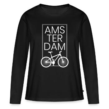 Amsterdam - T-shirt manches longues Premium bio Femme - noir - Devant - Julia (174cm)