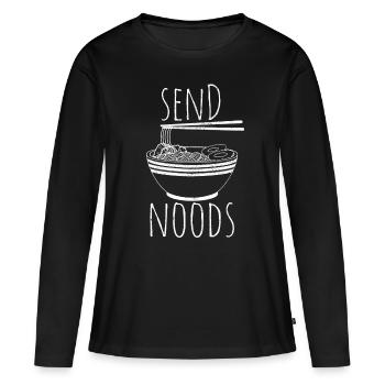 Envoyer Noods - Pasta Funny Gift - T-shirt manches longues Premium bio Femme - noir - Devant - Julia (174cm)
