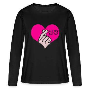 K-Pop - Frauen Premium Bio Langarmshirt - Schwarz - Vorne - Julia (174cm)