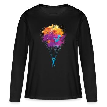 Parachutisme parachutisme - T-shirt manches longues Premium bio Femme - noir - Devant - Julia (174cm)