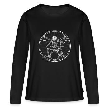Batteur de Vitruve - cadeau de percussion - T-shirt manches longues Premium bio Femme - noir - Devant - Julia (174cm)