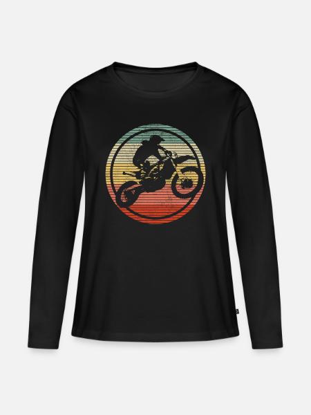 Motocross - Vintage Motorrad Enduro Geschenk - Frauen Premium Bio Langarmshirt - Schwarz