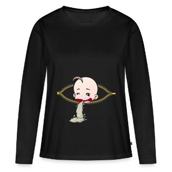 Schwangerschaft Kotzen Übelkeit schwanger Geschenk - Frauen Premium Bio Langarmshirt - Schwarz - Vorne - Julia (174cm)