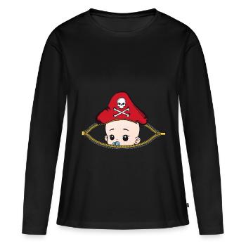 Pregnancy Pregnant pirate son gift - Women's Premium Organic Long Sleeve Shirt - black - Front - Julia (174cm)