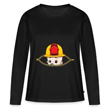 Schwangerschaft Feuerwehrfrau Feuerwehr Geschenk - Frauen Premium Bio Langarmshirt - Schwarz - Vorne - Julia (174cm)