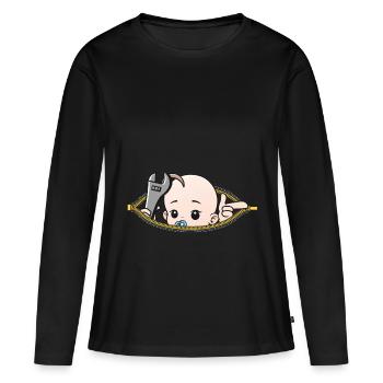 Grossesse mécanicien Mech enceinte cadeau - T-shirt manches longues Premium bio Femme - noir - Devant - Julia (174cm)