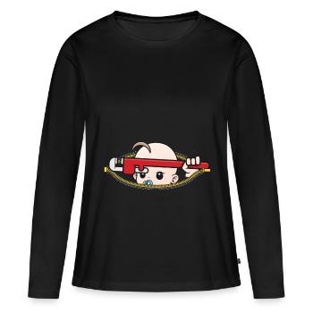 Schwangerschaft Spengler Klempner schwanger - Frauen Premium Bio Langarmshirt - Schwarz - Vorne - Julia (174cm)