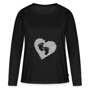 I love baby feet heart pregnancy gift - Women's Premium Organic Long Sleeve Shirt - black - Front - Julia (174cm)