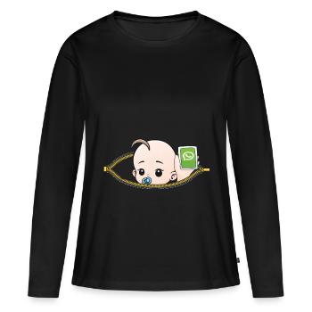 Schwangerschaft Smartphone schwanger Geschenk - Frauen Premium Bio Langarmshirt - Schwarz - Vorne - Julia (174cm)