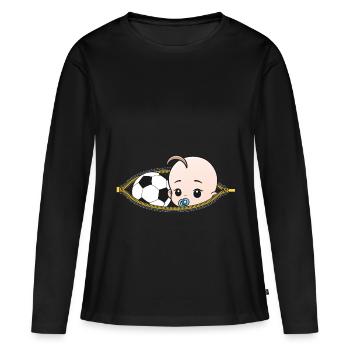 Grossesse football sport enceinte cadeau - T-shirt manches longues Premium bio Femme - noir - Devant - Julia (174cm)
