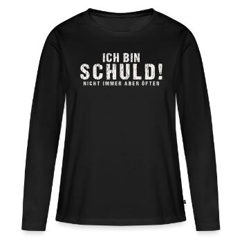Je suis coupable Pas toujours mais plus souvent - T-shirt manches longues Premium bio Femme - noir - Devant - Julia (174cm)