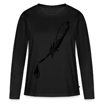 Vecteur de chute de crâne de plume - T-shirt manches longues Premium bio Femme - noir - Devant - Julia (174cm)
