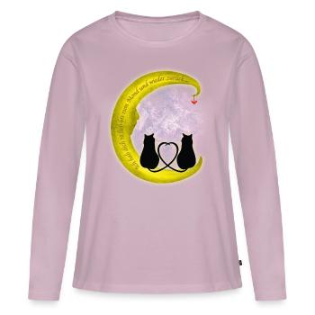 À la lune - T-shirt manches longues Premium bio Femme - rose poudré - Devant - Julia (174cm)