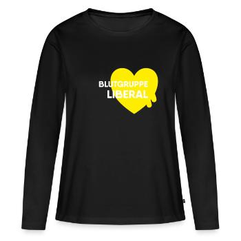 Groupe sanguin libéral - FDP JuLis Jeunes libéraux gratuits - T-shirt manches longues Premium bio Femme - noir - Devant - Julia (174cm)