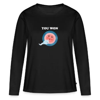 Funny Sperm- Vous avez gagné - T-shirt manches longues Premium bio Femme - noir - Devant - Julia (174cm)