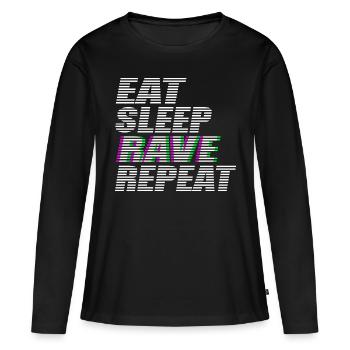 manger dormir rave répéter techno dj rave dubstep - T-shirt manches longues Premium bio Femme - noir - Devant - Julia (174cm)