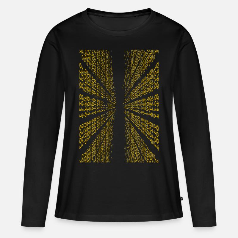 Binärcode - Frauen Premium Bio Langarmshirt - Schwarz
