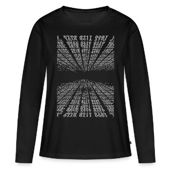 Code binaire horizontal - T-shirt manches longues Premium bio Femme - noir - Devant - Julia (174cm)