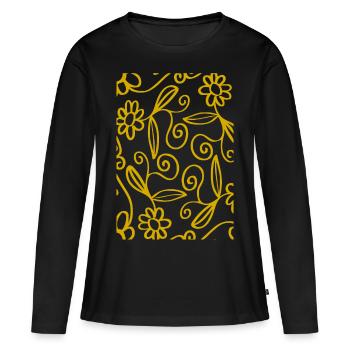 Fleurs - T-shirt manches longues Premium bio Femme - noir - Devant - Julia (174cm)
