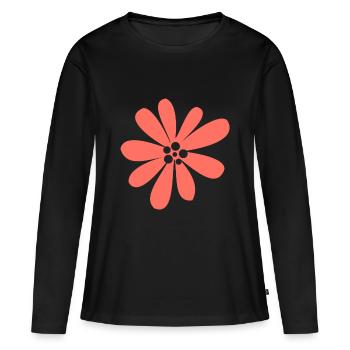Blume - Frauen Premium Bio Langarmshirt - Schwarz - Vorne - Julia (174cm)