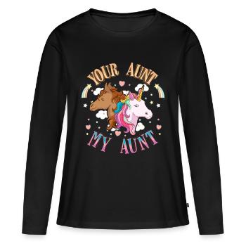 Votre tante ma tante - T-shirt manches longues Premium bio Femme - noir - Devant - Julia (174cm)