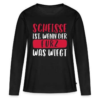 SCHEISSE IST, WENN DER FURZ WAS WIEGT - Frauen Premium Bio Langarmshirt - Schwarz - Vorne - Julia (174cm)