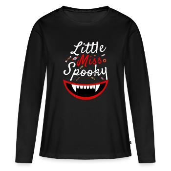 Little Miss Spooky - Halloween pumpkin vampire teeth - Women's Premium Organic Long Sleeve Shirt - black - Front - Julia (174cm)