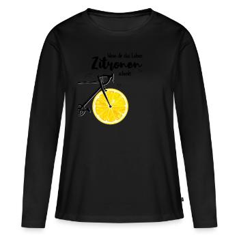 Wenn dir das Leben Zitronen schenkt Rennrad Side D - Frauen Premium Bio Langarmshirt - Schwarz - Vorne - Julia (174cm)