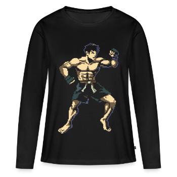 Graphiques Kickboxer Pixel - T-shirt manches longues Premium bio Femme - noir - Devant - Julia (174cm)