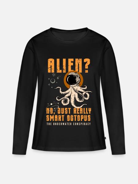 Außerirdischer? Nein, nur Smart Octopus - Frauen Premium Bio Langarmshirt - Schwarz