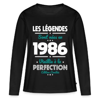 1986 – Legends – Perfekt gereift - Frauen Premium Bio Langarmshirt - Schwarz - Vorne - Julia (174cm)
