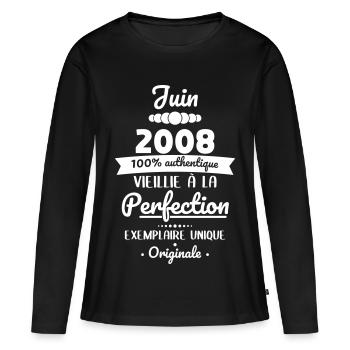 Anniversaire 18 ans - Juin 2008 Originale - T-shirt manches longues Premium bio Femme - noir - Devant - Julia (174cm)