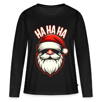 Santa Laugh HAHA Design - T-shirt manches longues Premium bio Femme - noir - Devant - Julia (174cm)
