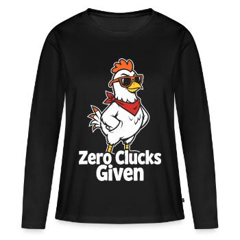 Aucun caquètement donné – Funny Chicken - T-shirt manches longues Premium bio Femme - noir - Devant - Julia (174cm)
