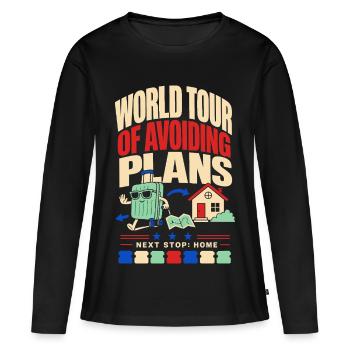 Welttournee ohne Pläne – Nächster Halt Zuhause - Frauen Premium Bio Langarmshirt - Schwarz - Vorne - Julia (174cm)