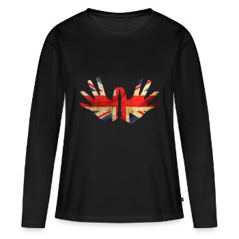 Angleterre - T-shirt manches longues Premium bio Femme - noir - Devant - Julia (174cm)