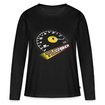 Tacho Turbo - T-shirt manches longues Premium bio Femme - noir - Devant - Julia (174cm)