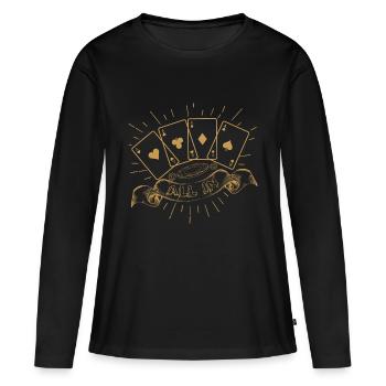 Poker All In - T-shirt manches longues Premium bio Femme - noir - Devant - Julia (174cm)