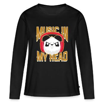 Music Panda headphones - Women's Premium Organic Long Sleeve Shirt - black - Front - Julia (174cm)