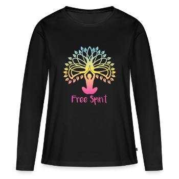 Yoga Spiritualität - Frauen Premium Bio Langarmshirt - Schwarz - Vorne - Julia (174cm)