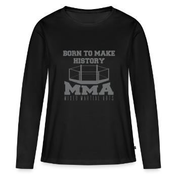 MMA - T-shirt manches longues Premium bio Femme - noir - Devant - Julia (174cm)