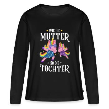 Einhorn Mutter Tochter Beziehung Shirt - Frauen Premium Bio Langarmshirt - Schwarz - Vorne - Julia (174cm)