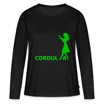 Vert cordula - T-shirt manches longues Premium bio Femme - noir - Devant - Julia (174cm)