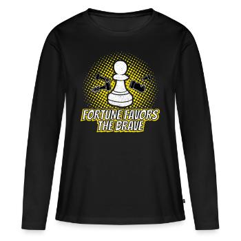 Fortune Favors The Brave Gift - Women's Premium Organic Long Sleeve Shirt - black - Front - Julia (174cm)